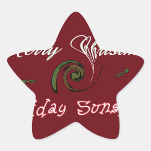 Red Merry Christmas Holiday Sunshine Wishes.png Star Sticker