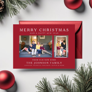 Red  Merry Christmas New Home Photo Holiday Card