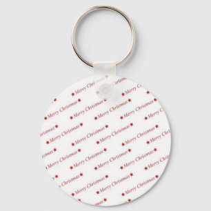 Red Merry Christmas On Whote Background Key Ring