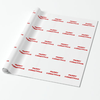 Red Merry Christmas On Whote Background Wrapping Paper