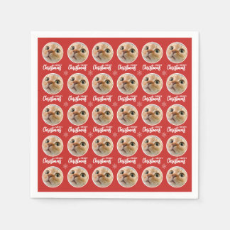 Red Merry Christmas One Circle Photo Napkin