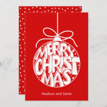 Red Merry Christmas Ornament Christmas Card