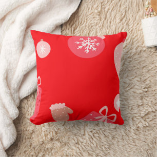 Red Merry Christmas Ornaments Snowflakes Gloves Cushion
