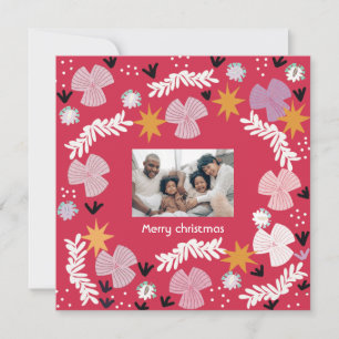 red merry christmas photo collage personalised  invitation