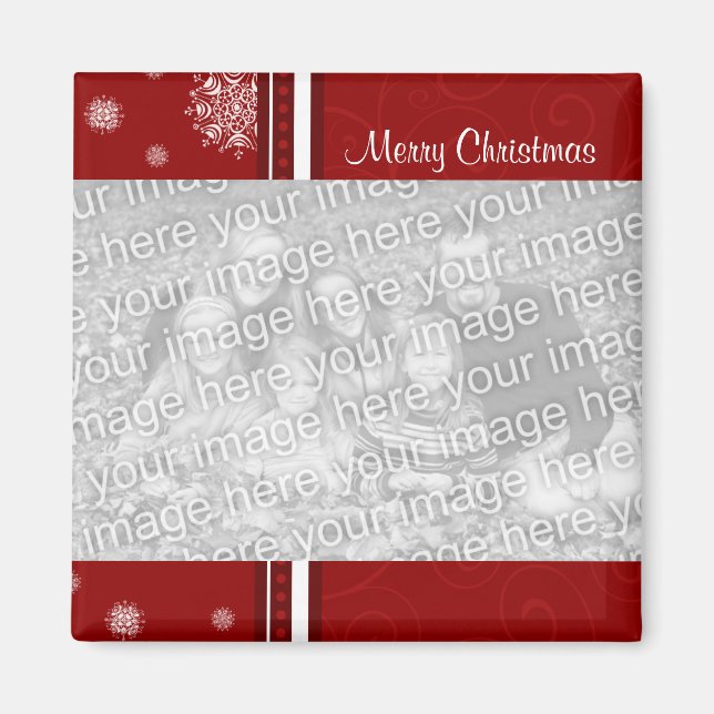Red Merry Christmas Photo Magnet (Front)