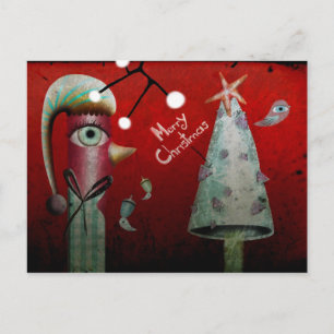 Red Merry Christmas Postcard