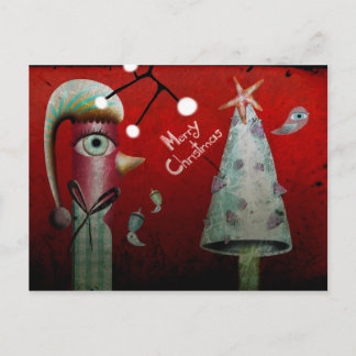 Red Merry Christmas Postcard