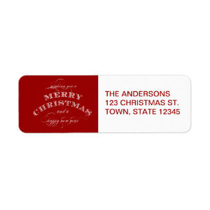 RED MERRY CHRISTMAS RETURN ADDRESS