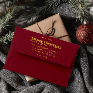 Red  Merry Christmas Return Address Envelope