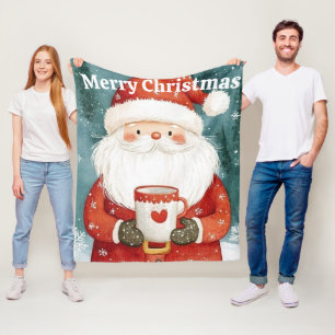 Red merry christmas Santa Claus Pat Fleece Blanket