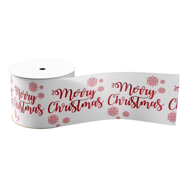 Red Merry Christmas Satin Ribbon Grosgrain Ribbon (Spool)