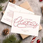 Red Merry Christmas Script Minimalist  Holiday Postcard<br><div class="desc">Send out some holiday cheer with this minimalist holiday card postcard featuring a trendy hand lettered red "Merry Christmas" script. Stylish and simple,  this design is perfect for spreading joy in a modern,  understated way.</div>