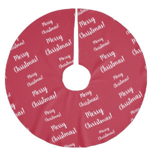 Red Merry Christmas Script Typography Festive Brushed Polyester Tree Skirt