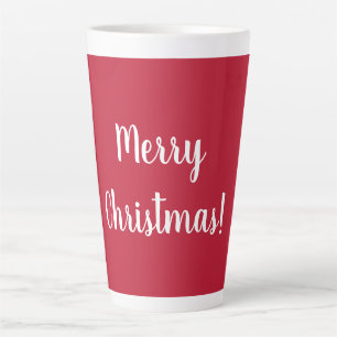 Red Merry Christmas Script Typography Latte Mug