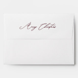 Red Merry Christmas Script with Watercolor Envelope
