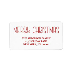 RED Merry Christmas Simple Hand Lettered Script Label