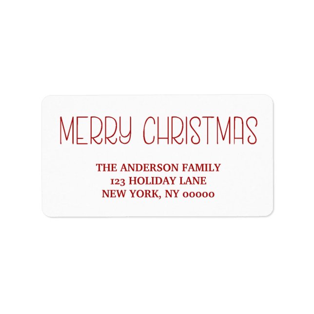 RED Merry Christmas Simple Hand Lettered Script Label (Front)