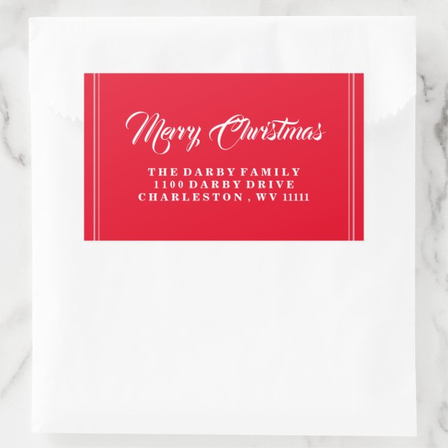 Red Merry Christmas Sticker (Bag)