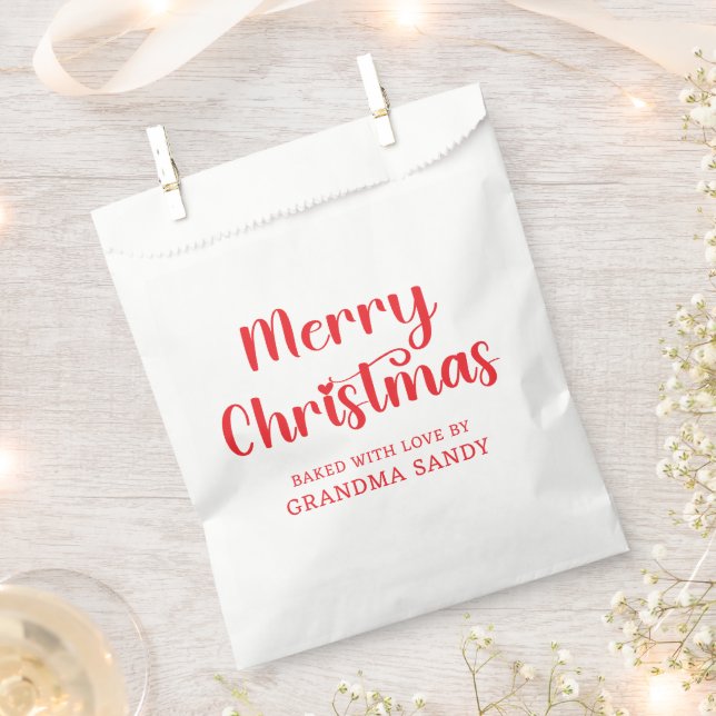 Red Merry Christmas Treats Favour Bags (Clipped)