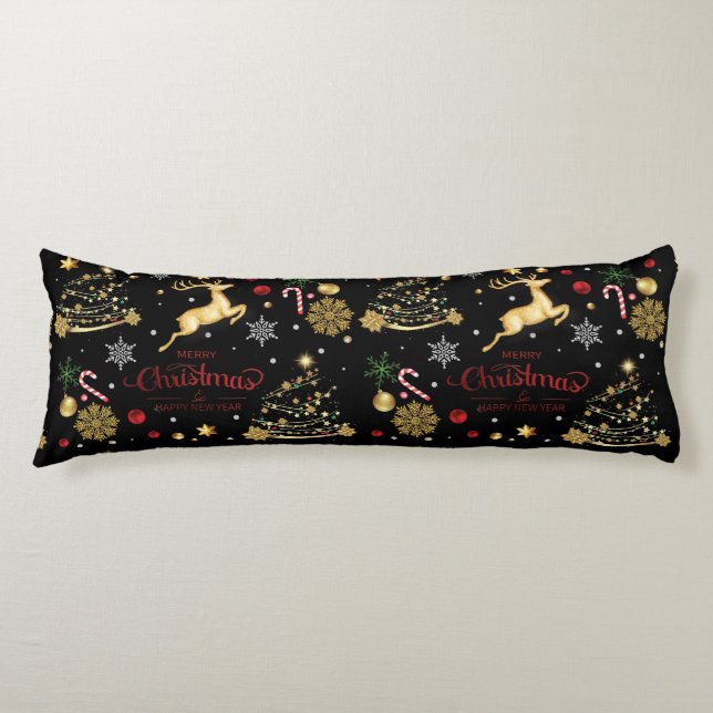 Red Merry Christmas Tree Body Cushion (Front)