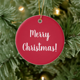 Red Merry Christmas Typography Festive Ceramic Tree Decoration
