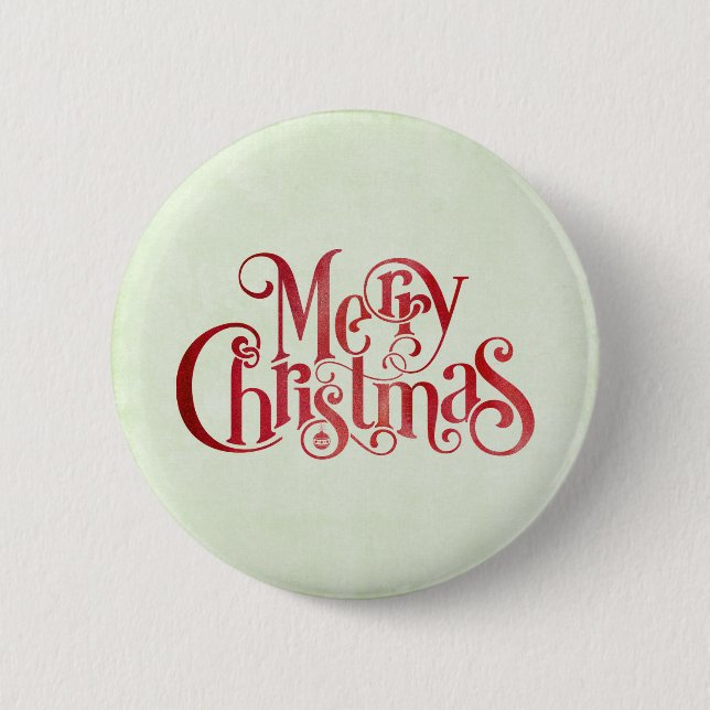 Red Merry Christmas Typography Festive Font 6 Cm Round Badge (Front)