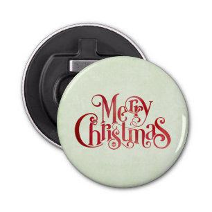 Red Merry Christmas Typography Festive Font Bottle Opener