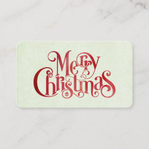 Red Merry Christmas Typography Festive Font Business Card