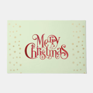 Red Merry Christmas Typography Festive Font Doormat