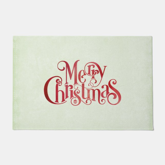 Red Merry Christmas Typography Festive Font Doormat (Front)