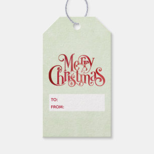 Red Merry Christmas Typography Festive Font Gift Tags