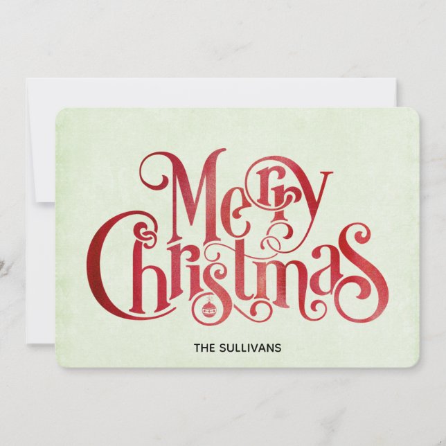 Red Merry Christmas Typography Festive Font Holiday Card (Front)