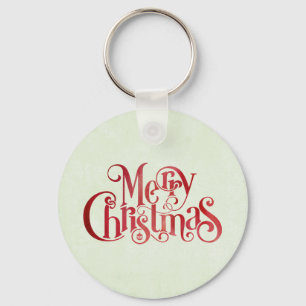 Red Merry Christmas Typography Festive Font Key Ring