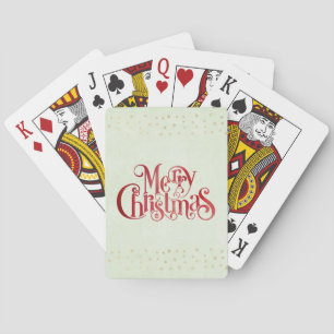 Red Merry Christmas Typography Festive Font Playing Cards
