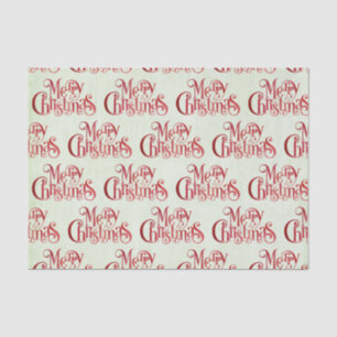 Red Merry Christmas Typography Festive Font Tissue Paper