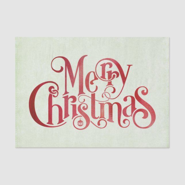 Red Merry Christmas Typography Festive Font Tissue Paper (Front)