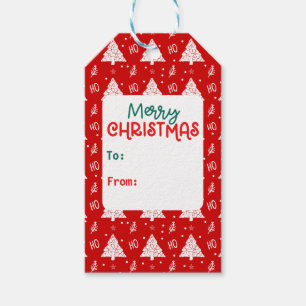 Red Merry christmas Typography  Gift Tags