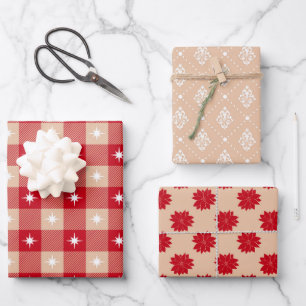 Red Merry Christmas Vintage Wrapping Paper Sheet