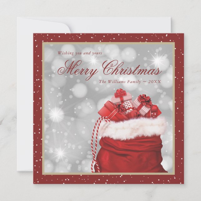 Red Merry Christmas Winter Holiday Cards (Front)