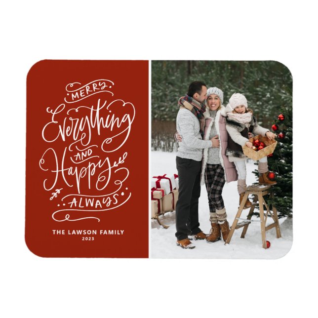 Red Merry Everything and Happy Always Photo Magnet (Horizontal)