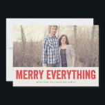 Red Merry Everything Christmas Photo Flat Cards<br><div class="desc">These holiday cards are fun & festive!</div>