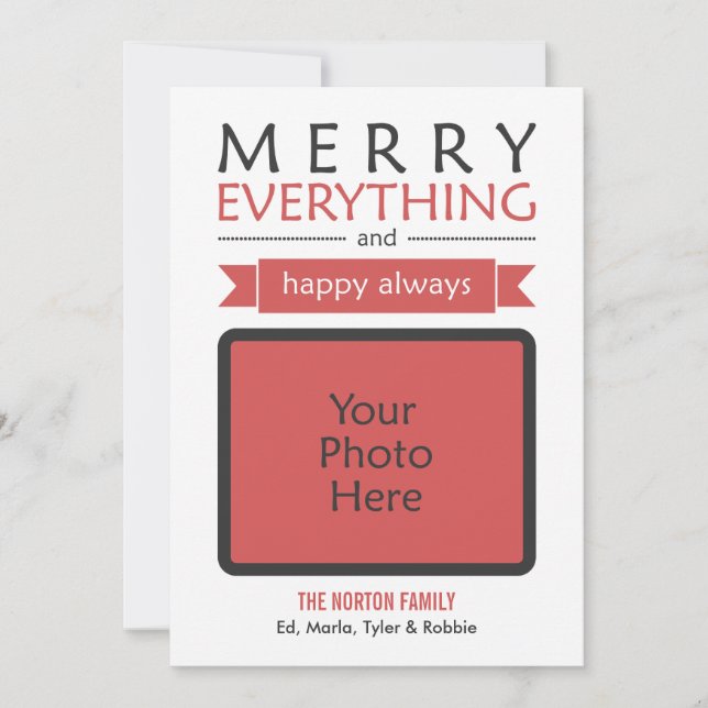 Red Merry Everything Happy Always Holiday Photo (Front)