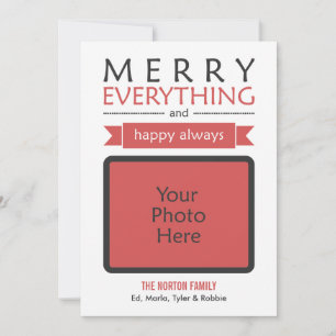 Red Merry Everything Happy Always Holiday Photo Card
