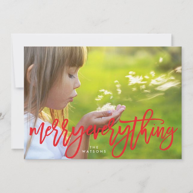 Red Merry Everything Photo Holiday Card (Front)