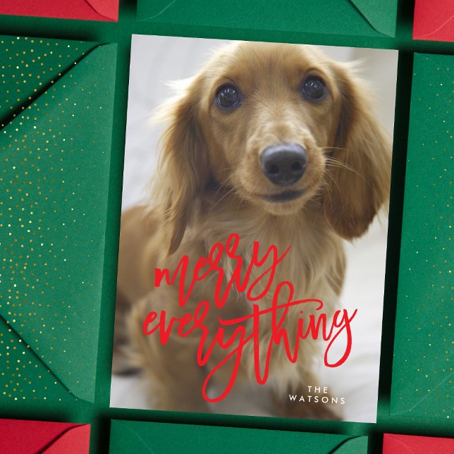 Red Merry Everything Photo Holiday Card (Creator Uploaded)