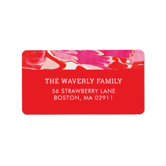 Red Merry Marble Address Label