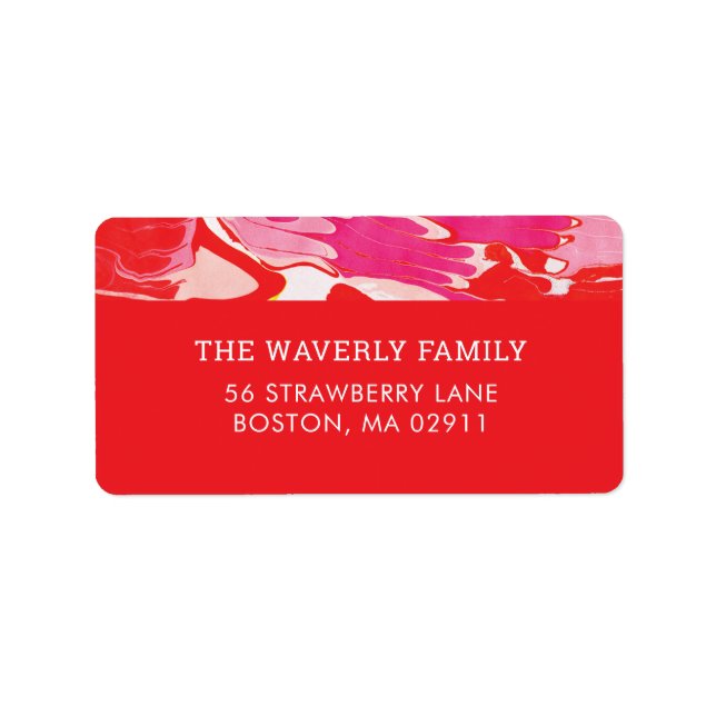 Red Merry Marble Address Label (Front)
