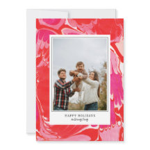 Red Merry Marble Holiday Photo Card
