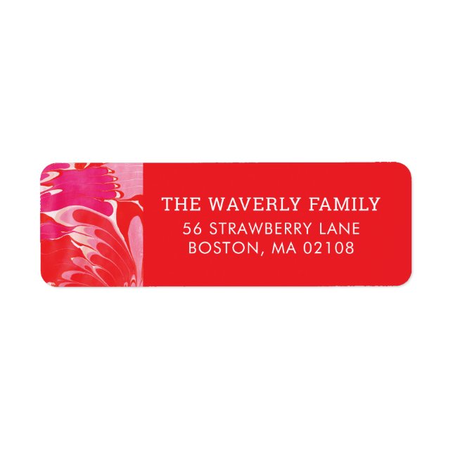 Red Merry Marble Return Address Label (Front)