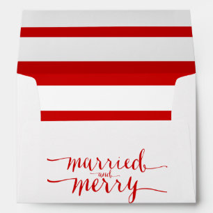 Red Merry & Married   Holiday Printed Envelope